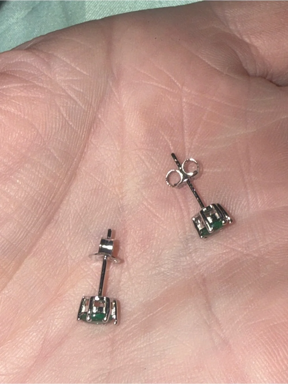 5mm Sterling Silver Emerald Green CZ Stud Earrings